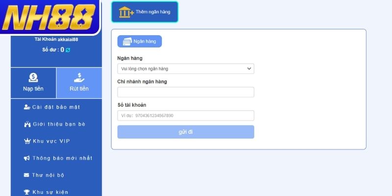 Rút tiền NH88 qua chuyển khoản